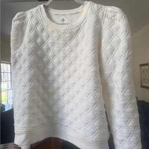 Ivory Puff Sleeve Quilted Stretch Campbell Pullover